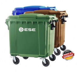 ESE LARGE GARBAGE BINS (DUSTBINS) 1100L WITH FLAT LID ST1100L ESE ΜΕΓΑΛΟI ΚΑΔΟI  ΑΠΟΡΡΙΜΜΑΤΩΝ 1100L ΣΕ ΧΡΩΜΑΤΑ ΜΕ ΕΠΙΠΕΔΟ ΚΑΠΑΚΙ ST1100L